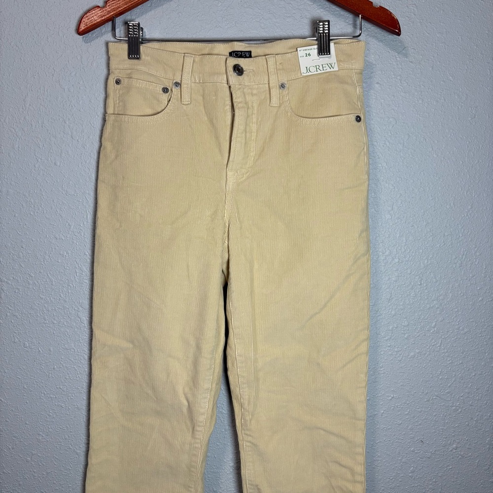 J.Crew Women’s Vintage Slim Straight Corduroy Cream Pants Size 26 NWT